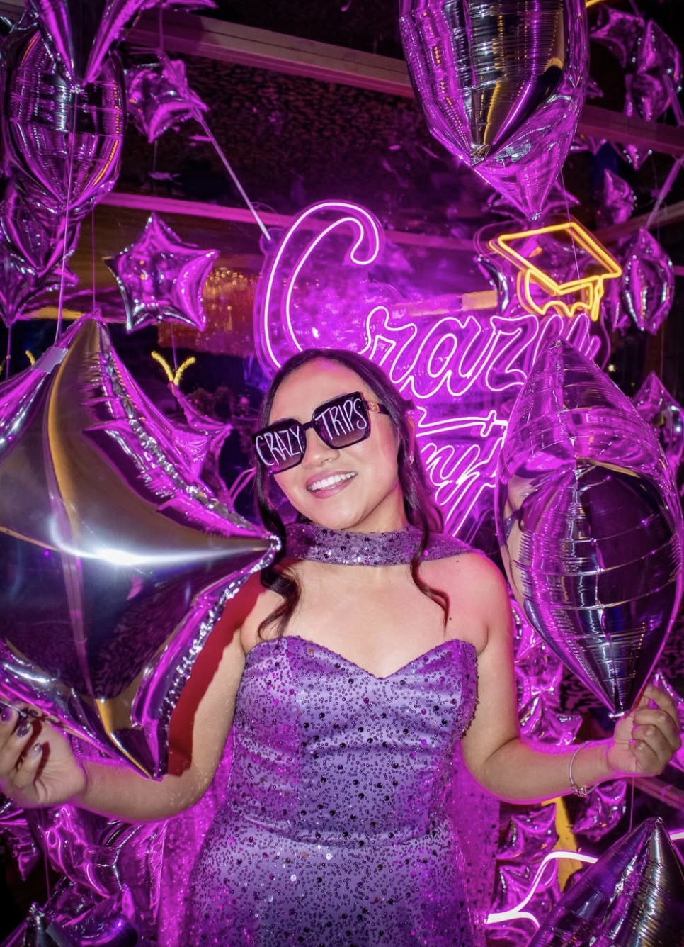 Decoración globos estrella rosas